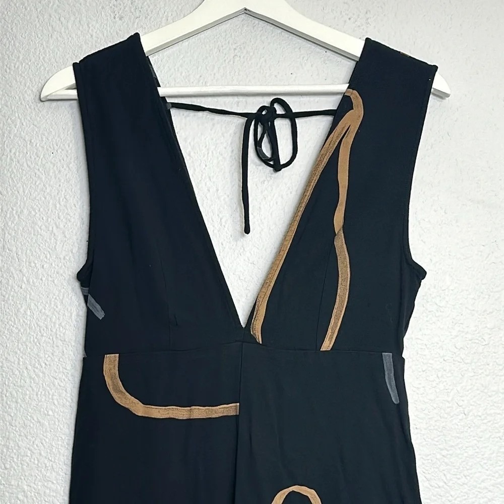 Anthropologie Paloma Wool Womens XSmall Strokes Printed‎ Jumpsuit V Neck Boho - Picture 4 of 12